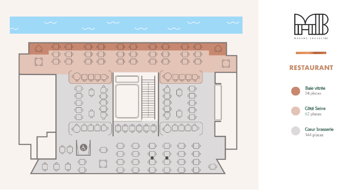 Le plan de la salle de Madame Brasserie